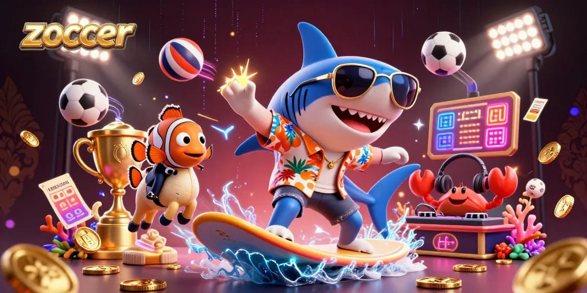 Join the fun at zoccer while enjoying a vibrant scene with characters and gambling elements.