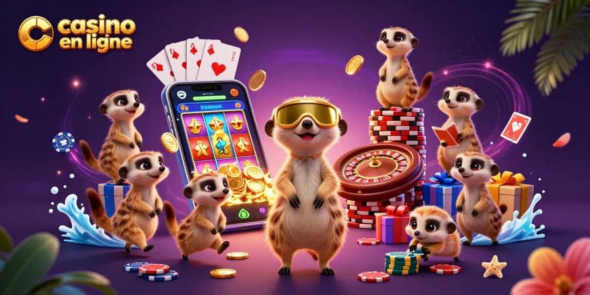 Trouvez des jeux fascinants de casino en ligne avec des suricates gérant un casino coloré et amusant.