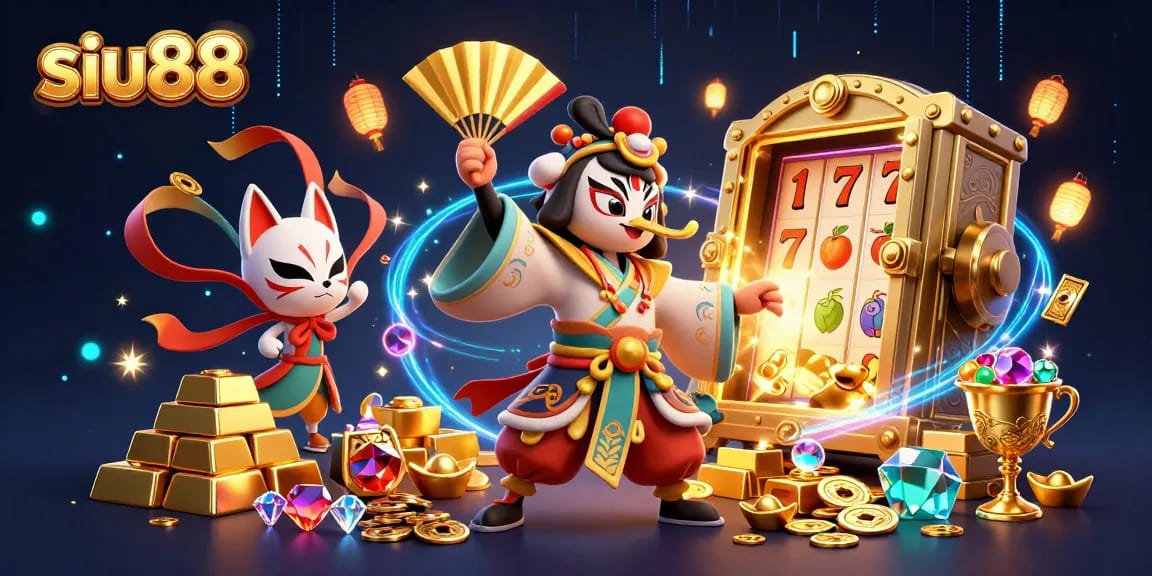 Experience thrilling slots at siu88 with vibrant game elements in a captivating casino scene.