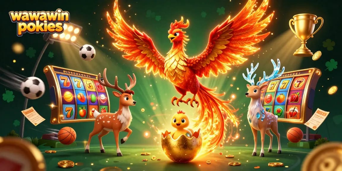 Experience thrilling wawawin pokies with vibrant characters and dynamic gaming elements illustrated in a captivating scene.