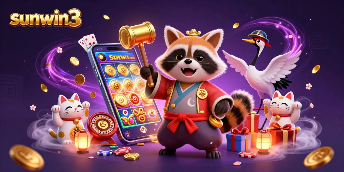 Join the fun at sunwin3 with tanuki and fortune cats amidst dynamic casino games!