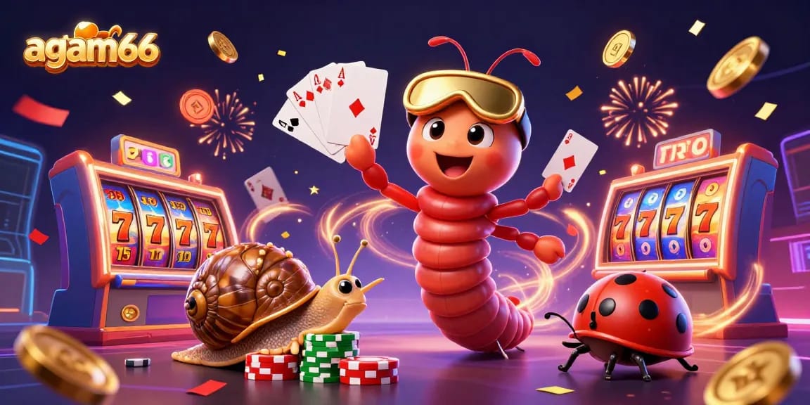 Experience the excitement at agam66 with a vibrant 3D casino scene featuring a unique dealer and high-roller action.