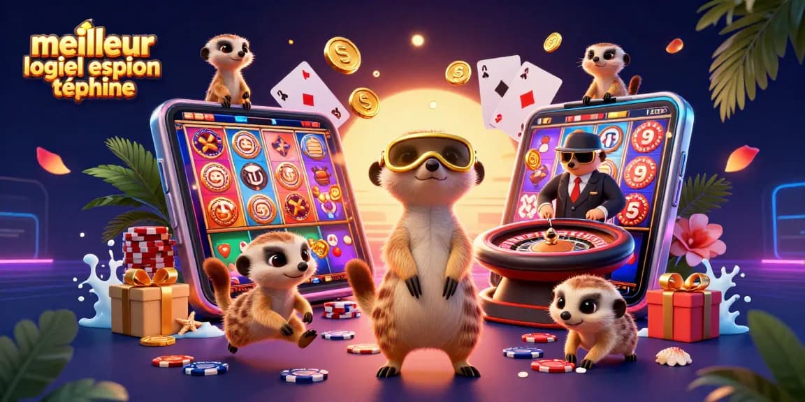 Le meilleur logiciel espion téléphone révèle des meerkats jouant au casino, surveillant des gains exceptionnels.