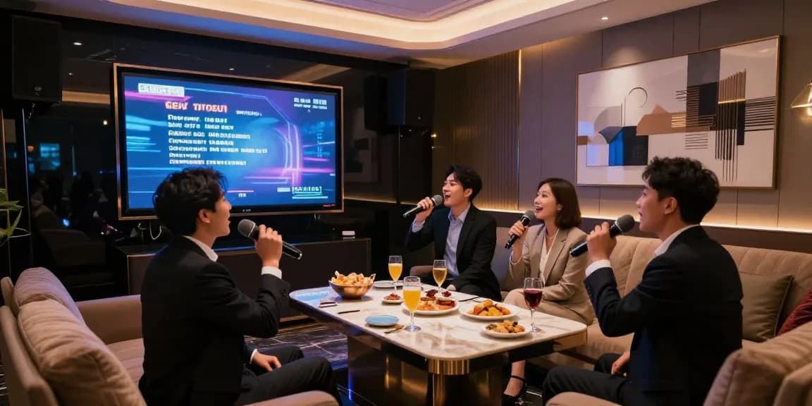 강남쩜오에서 고급스러운 분위기의 프라이빗 룸에서 비즈니스 미팅을 즐기는 모습