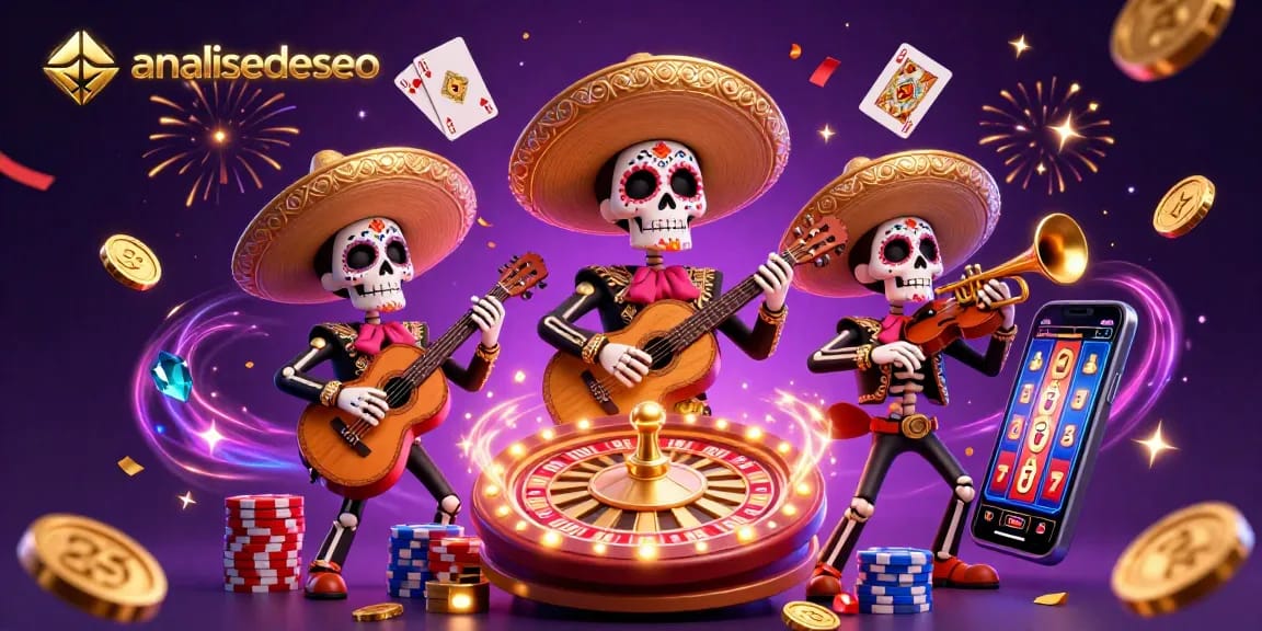 Experience thrilling play with the vibrant mariachi band and casino elements in analisedeseo's festive illustration.