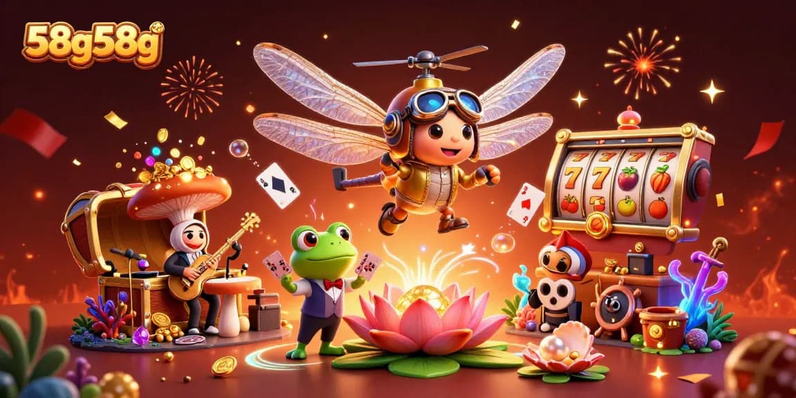 58g58g apresenta uma ilustração 3D vibrante de um cassino subaquático repleto de ação e elementos de jogos.
