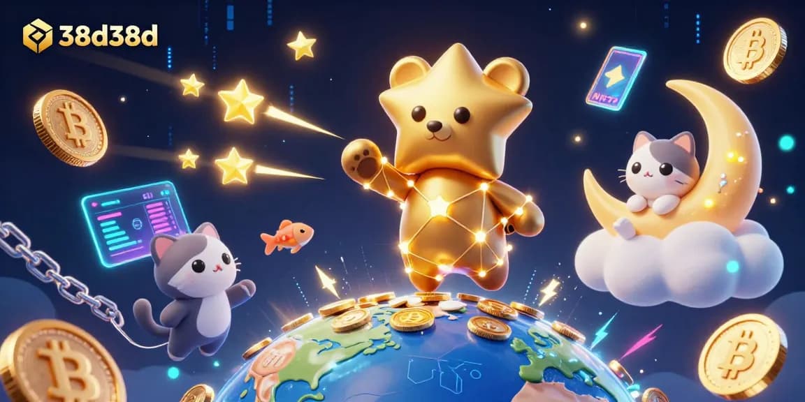 O 38d38d ganha vida em uma ilustração vibrante de cassino com estrelas e moedas.
