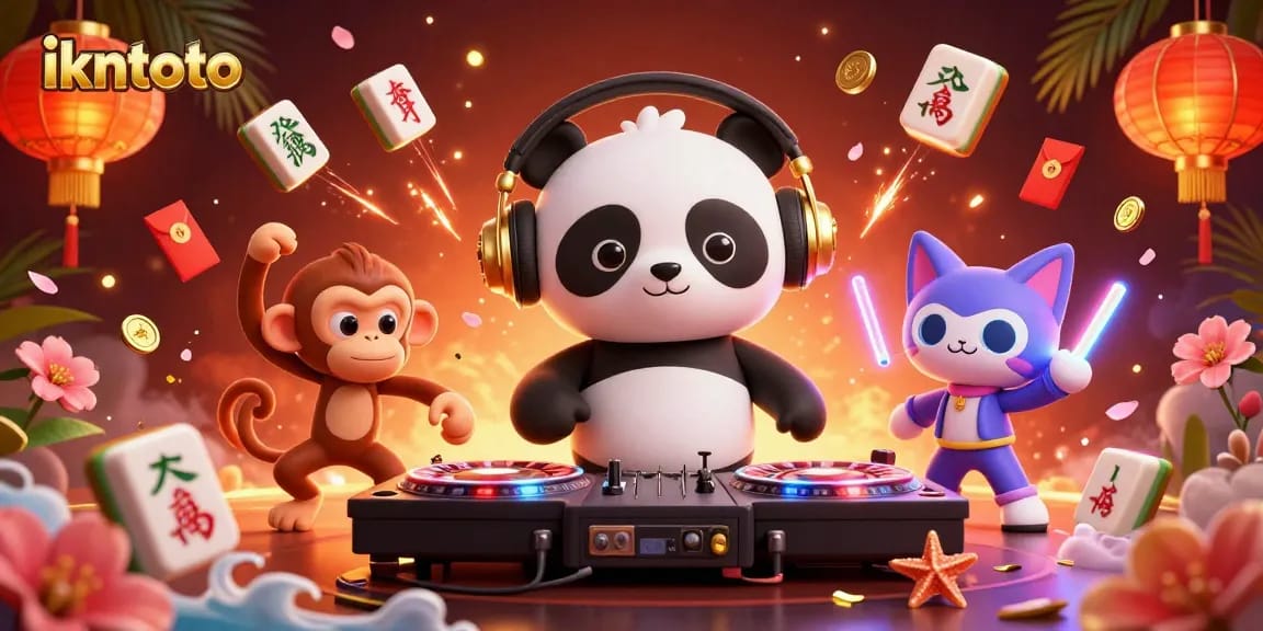 Experience thrilling gameplay in ikntoto with a DJ panda and dancing characters in a vibrant casino scene.