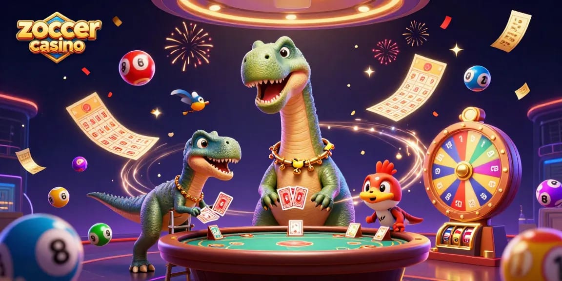 Win exciting rewards at Zoccer Casino with a colorful illustration bringing games to life.