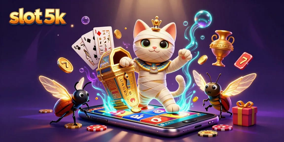 Engage with the slot 5k action featuring vibrant characters and colorful casino elements in a dazzling scene.