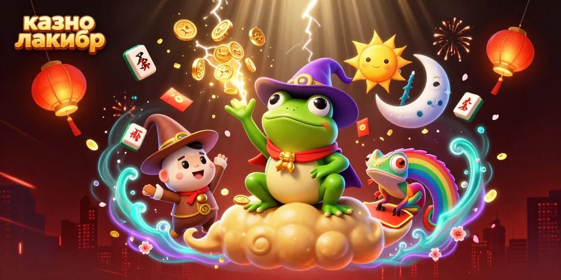 Capture the excitement at казино лакибир with a magical 3D illustration showcasing vibrant characters amidst golden coins.