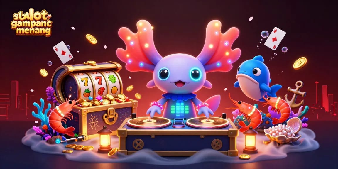 Menangkan slot gacor gampang menang dengan karakter kartun neon bersemangat di kasino bawah laut