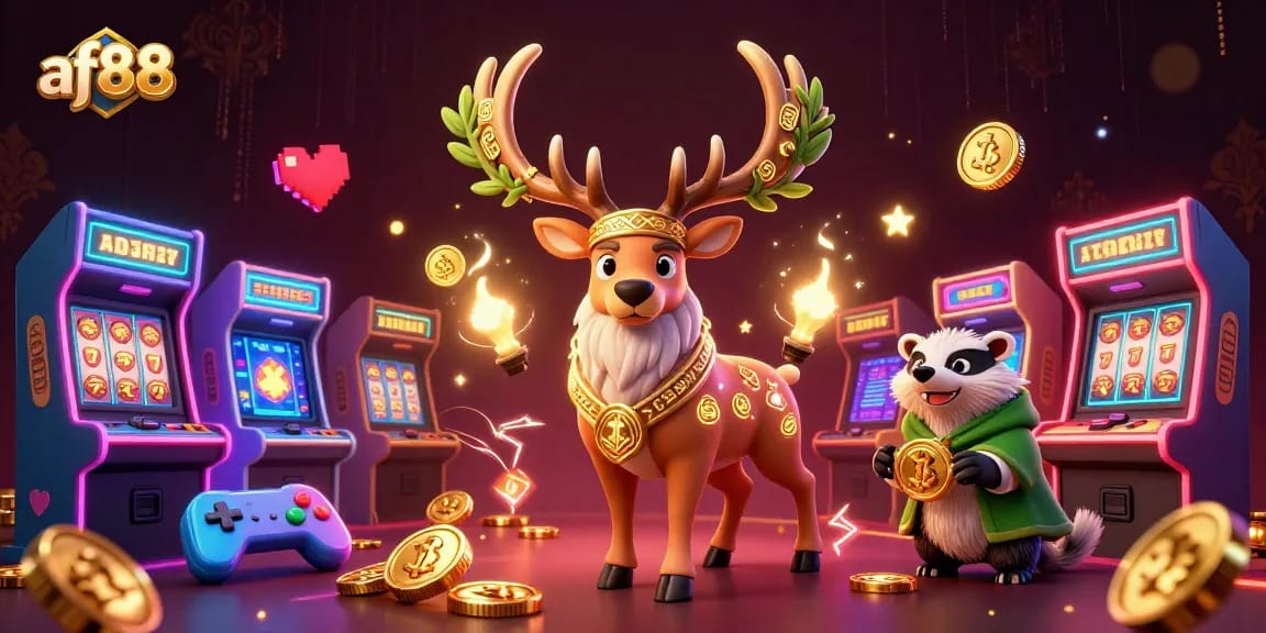 Engage with af88's thrilling online casino experience as a druid stag and badger embark on an epic gaming journey.