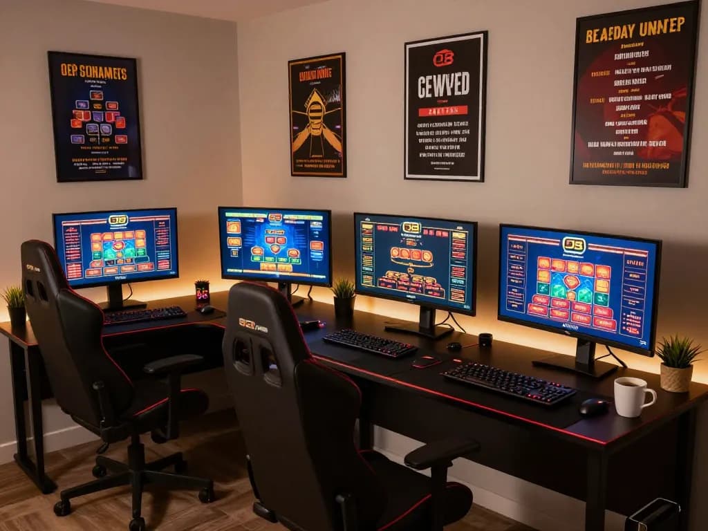 O8 online gaming view with multiple screens showing exciting casino games, enhancing strategic gameplay experience.