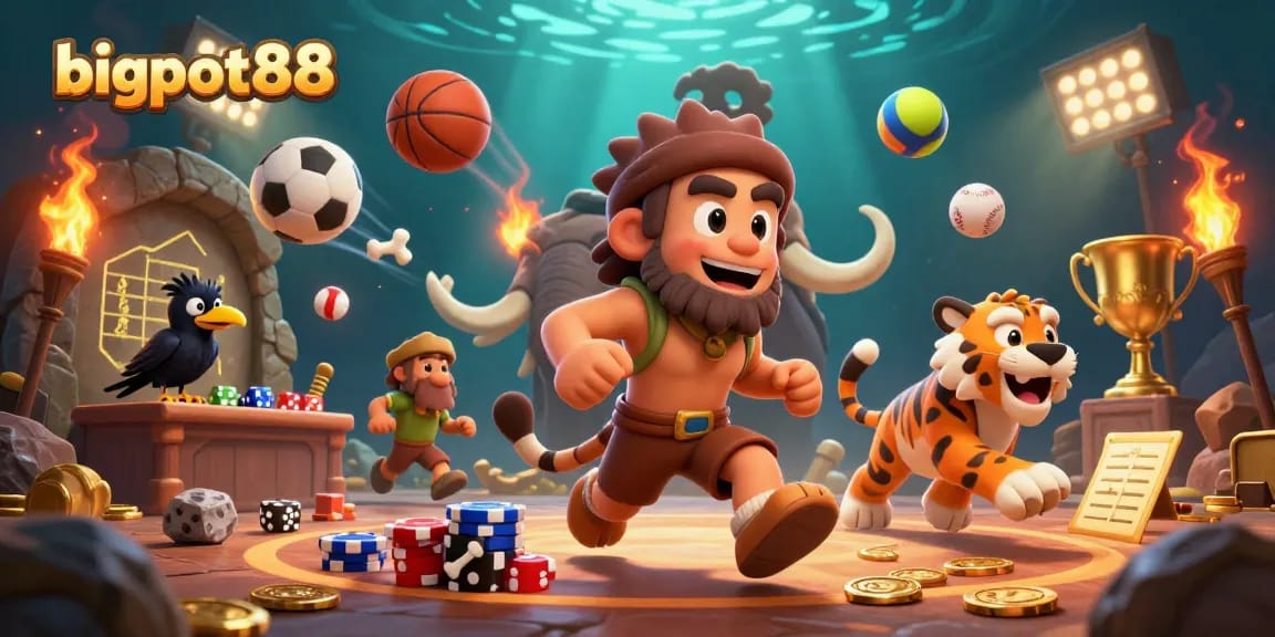 Join the action at bigpot88, where prehistoric games meet sports excitement with vibrant casino elements!
