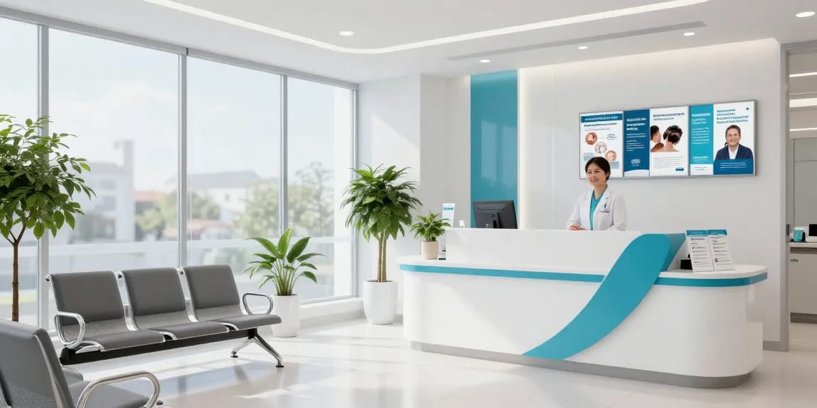 "Hair transplant Turkey - Compassionate doctor consultation in a modern healthcare facility focused on patient care."