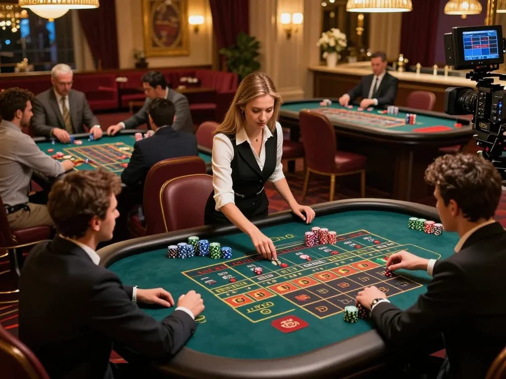 Experience the excitement of rokok88 with players engaging at roulette tables in a sophisticated casino setting.