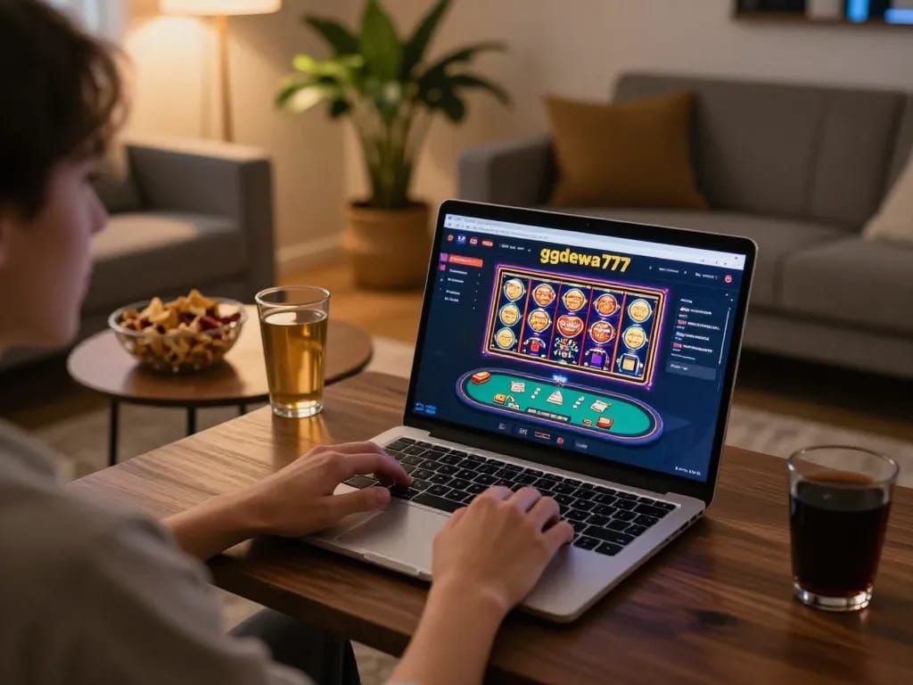 Berinteraksi dengan antarmuka kasino online ggdewa777 selama sesi permainan santai di rumah
