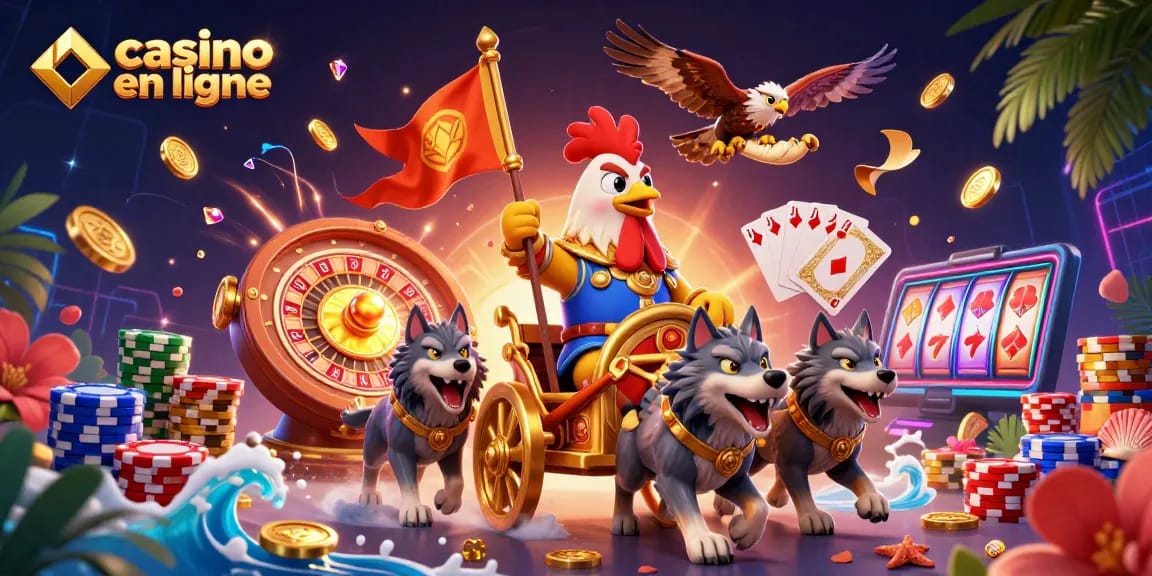 Plongez dans l'univers du casino en ligne avec une scène dynamique de gains et de jeux.