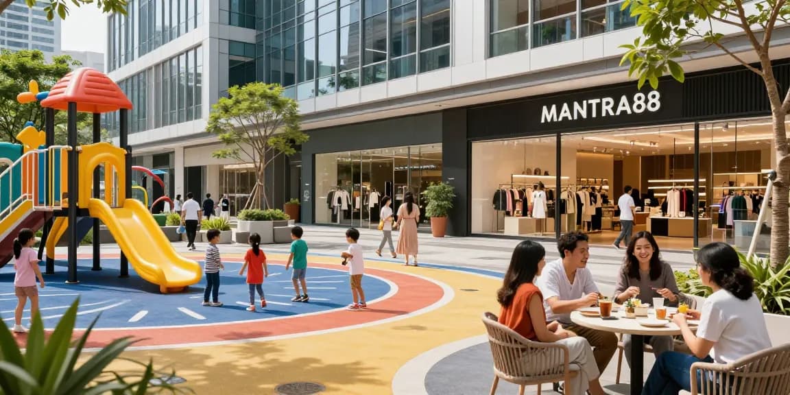 Families enjoying modern entertainment at MANTRA88 commercial properties.