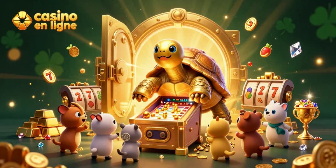 Jouez au casino en ligne avec une tortue dorée et des joyaux scintillants