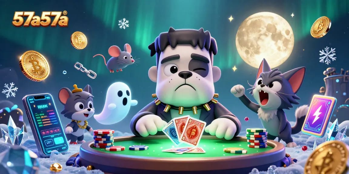 Aposte no emocionante 57a57a com um bulldog Frankenstein e um gato lobo à mesa de cartas.
