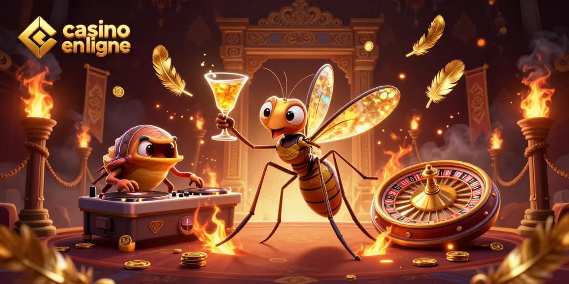 Jouez au casino en ligne avec des jeux captivants, comme un moustique mascotte et un DJ trilobite.