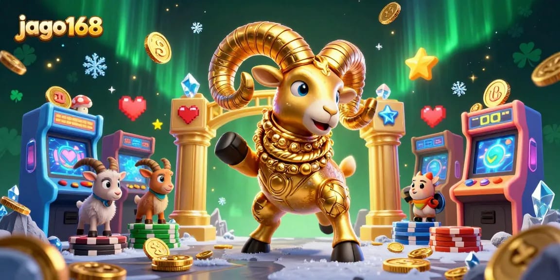 Spin the reels and win big with jago168 in this vibrant 3D casino art illustrating excitement and gameplay!