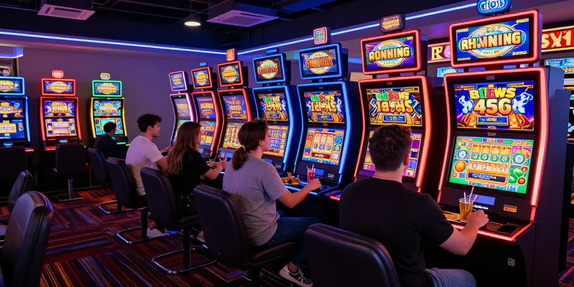 Exciting online casino atmosphere showcasing players enjoying bonus buy slots with colorful neon lights.