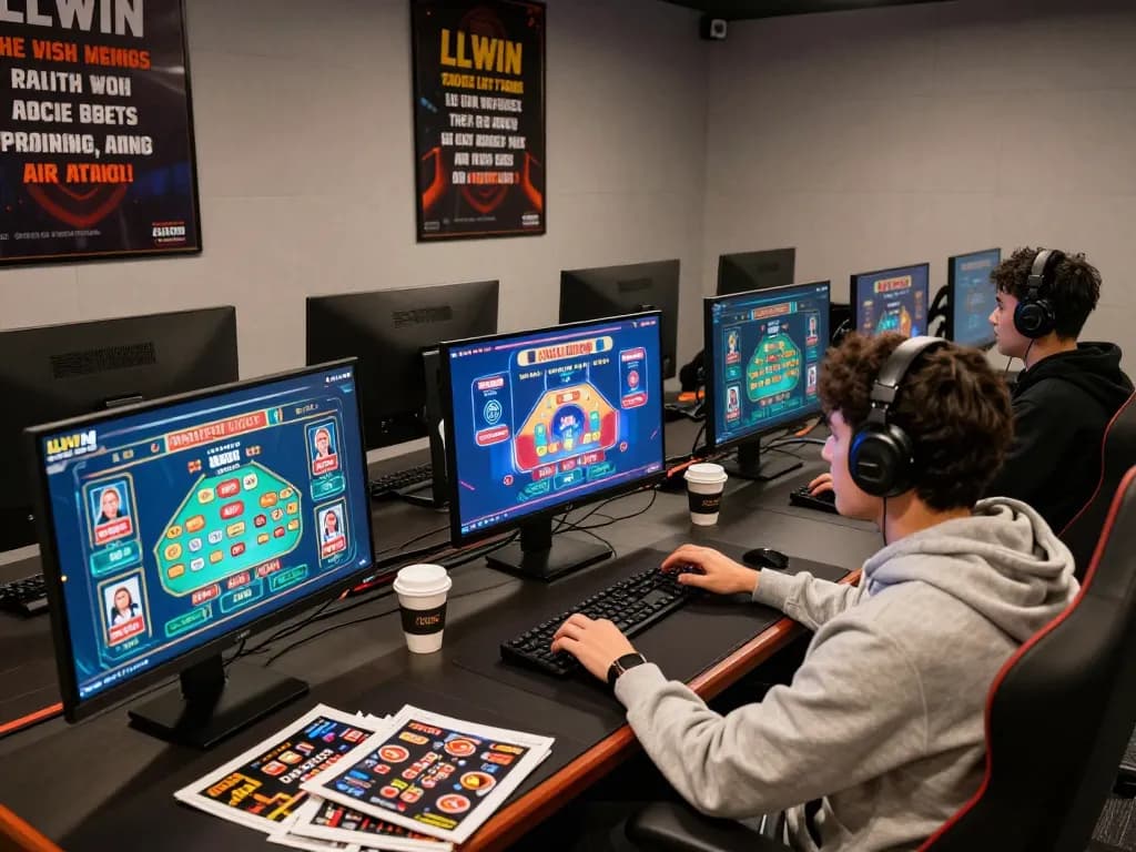 Engaging LLWIN online gaming session on multiple screens with strategic focus.