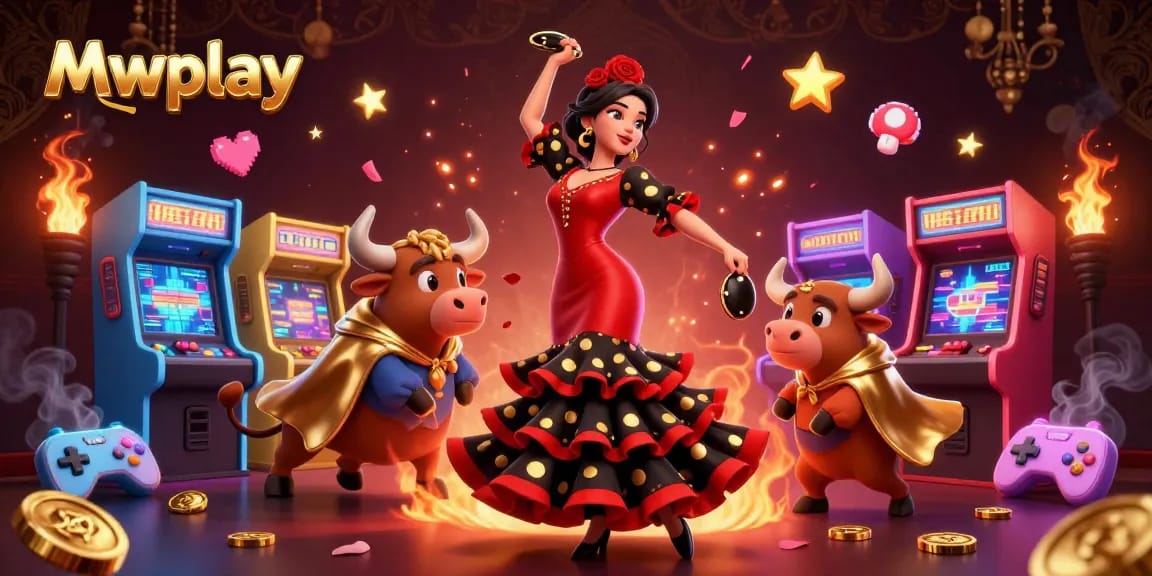 Experience thrilling gaming at Mwplay with a vibrant scene of engaging characters and casino elements.