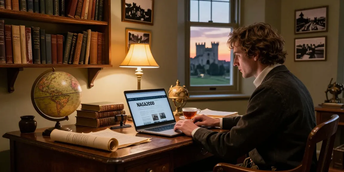 Engaging study scene featuring the Tynte's Castle blog on the NAGA2000 platform, inviting exploration of historical content.