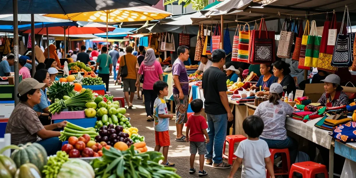 Aktivitas pasar lokal dengan informasi Leci123 Login yang membantu masyarakat.