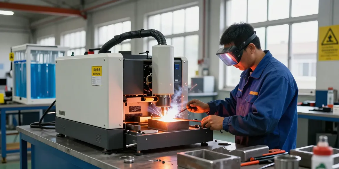 Induction welder in use, showcasing advanced technology for heating metal workpieces efficiently and safely.