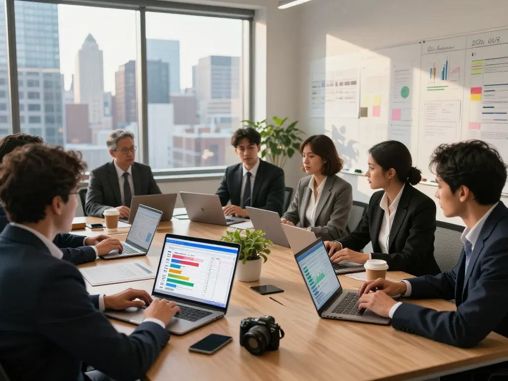Collaboration among professionals in NYC office discussing strategies as the Best SEO Company NYC, focusing on digital growth analytics.