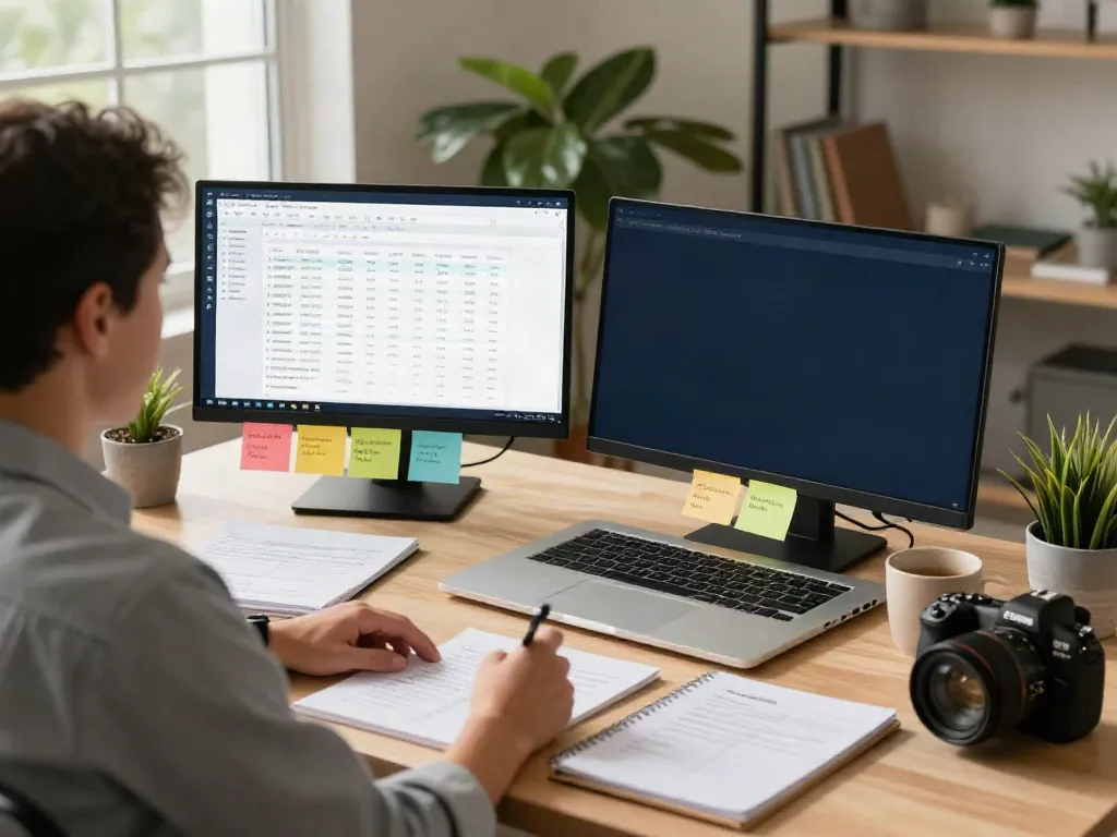 Tax preparer at home office showcasing low-cost professional tax software tools.