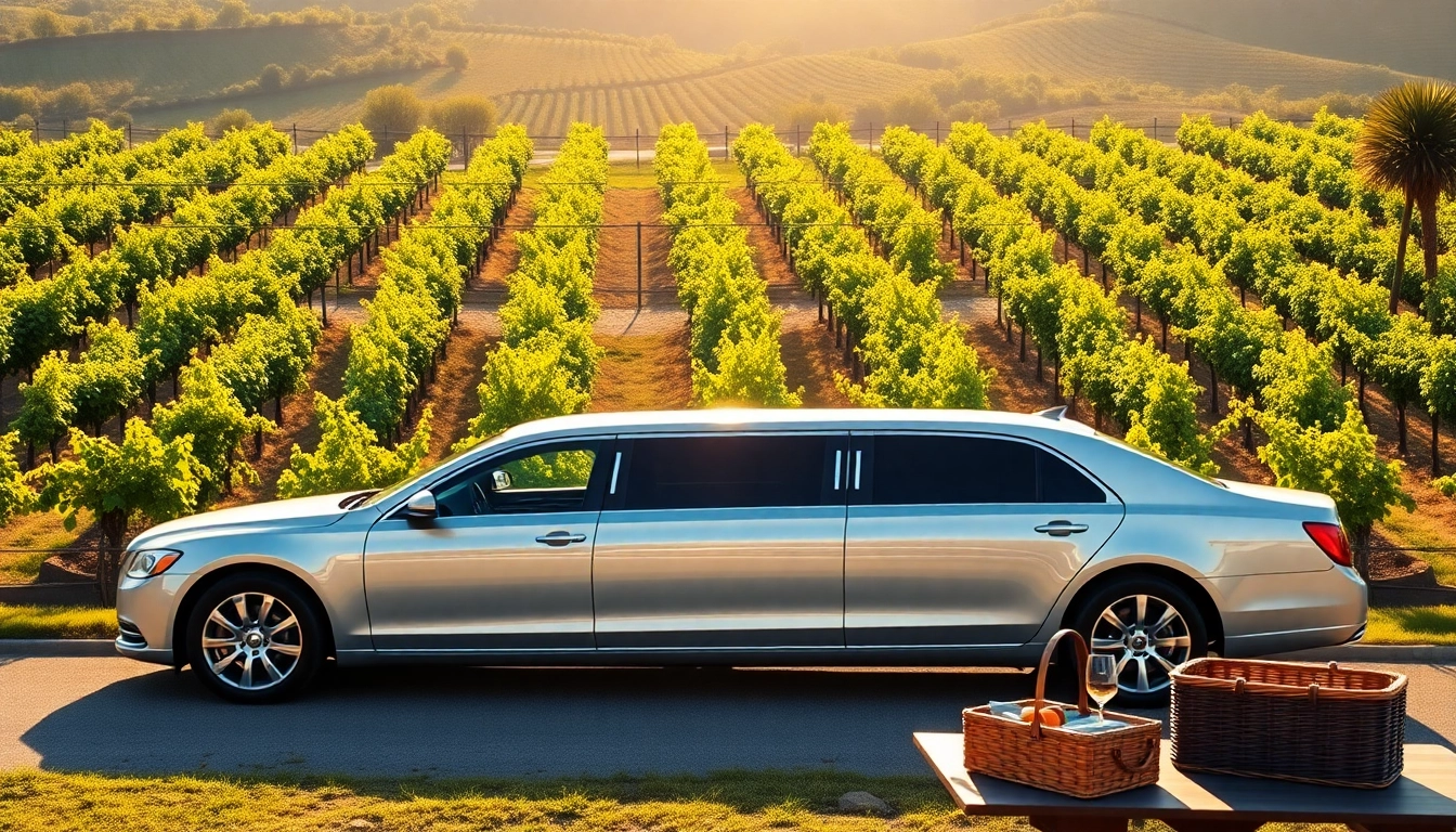 Experience a luxurious winery tour limousine surrounded by stunning vineyards.