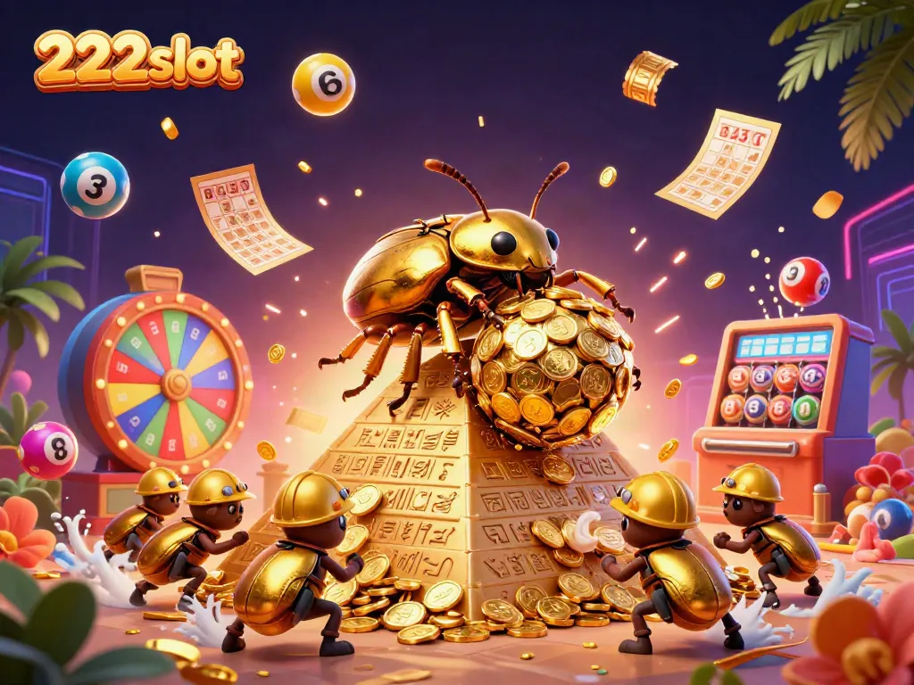 Slot Gacor Menarik di 222slot dengan Dung Beetle Emas Menggulung Koin Emas