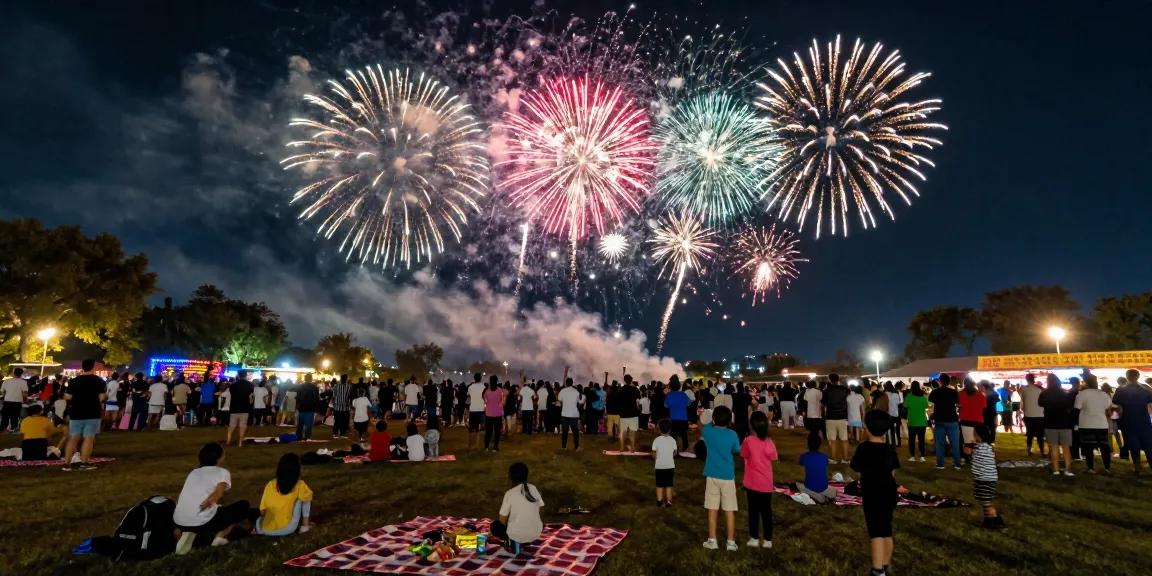 Excited crowds enjoying a vibrant firework display celebrating wholesale fireworks availability.