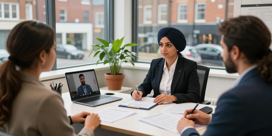 Professional notary public in Nottingham assisting a diverse client with documents.
