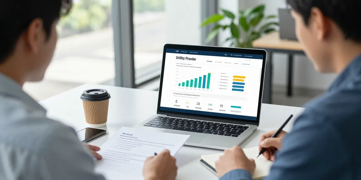 Business professional engaging in the process for migrating a business electricity account when moving to a new premise in a modern office setting.