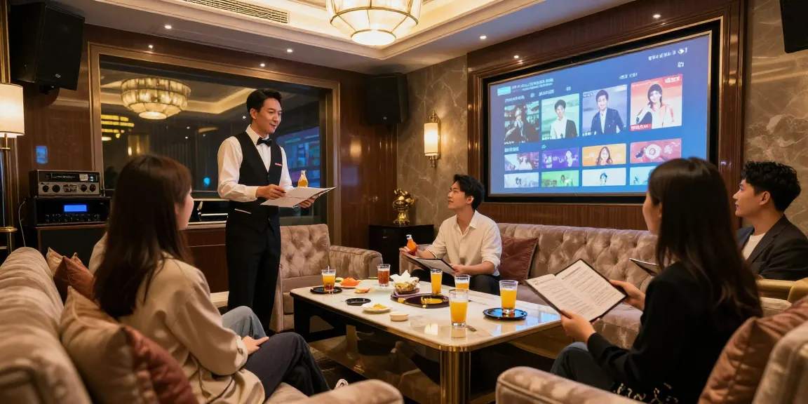 강남쩜오 고급 카라오케 룸의 정교한 인테리어와 전문 직원의 친절한 응대