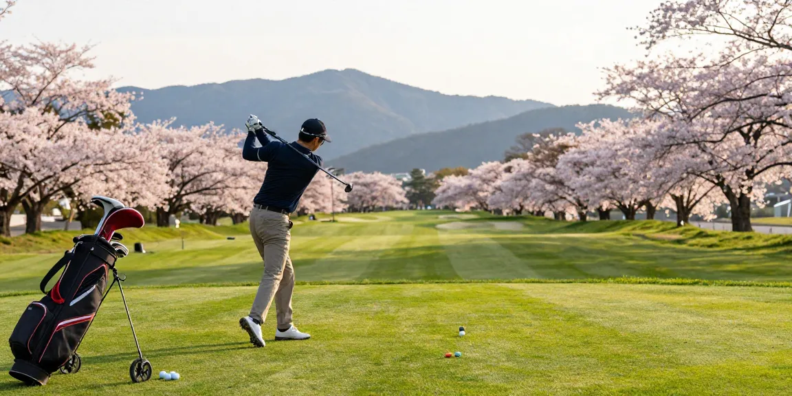 Pengalaman golf kelas dunia di Kato City, bro178, bermain di lapangan hijau dan dikelilingi bunga sakura.