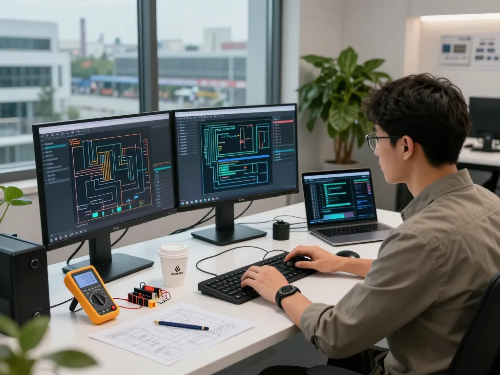 Hải Phòng Tech automation workspace with advanced technology and programming setup.