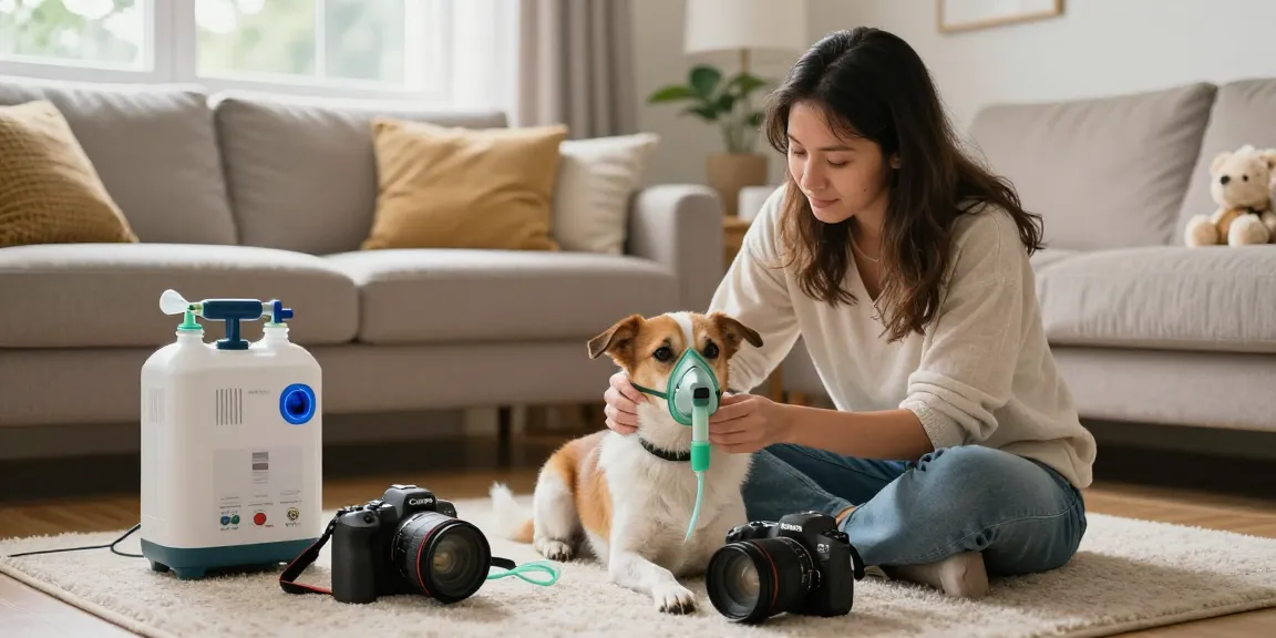 PetAir oxygen therapy equipment in a caring pet owner's home.