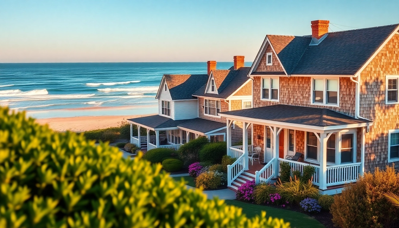 Cape Cod homes beautifully arranged near the beach, showcasing charming architecture and scenic surroundings.