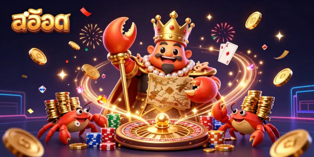 Experience excitement and winning strategies with สล็อต amid cascading coins and vibrant casino elements.