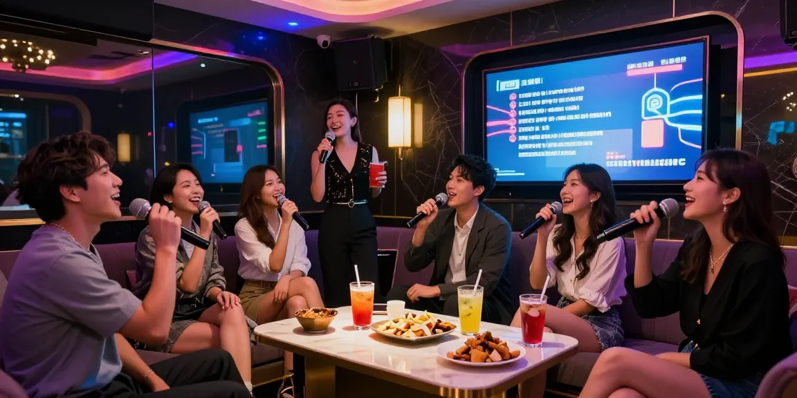 강남 가라오케에서 친구들과 함께 노래를 부르며 즐기는 모습