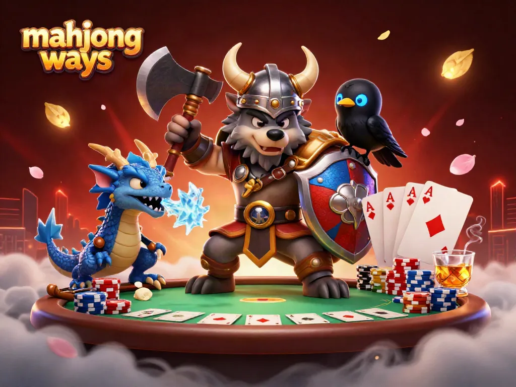 Experience thrilling gameplay with Mahjong Ways in this vibrant illustration featuring dragon and Viking elements.