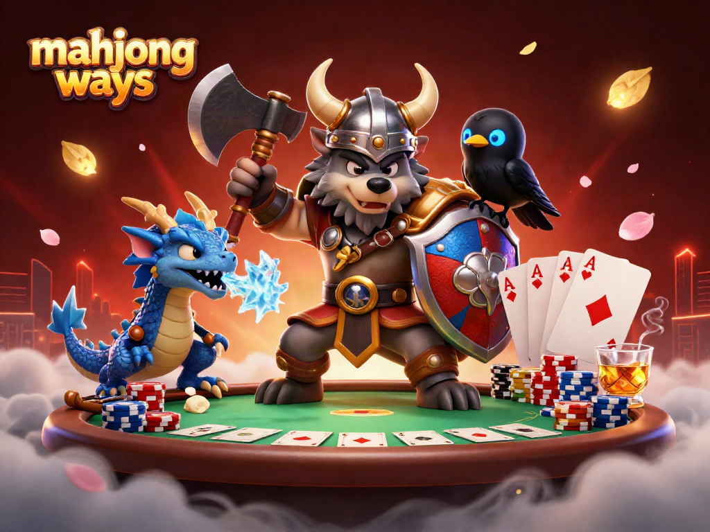 Experience thrilling gameplay with Mahjong Ways in this vibrant illustration featuring dragon and Viking elements.